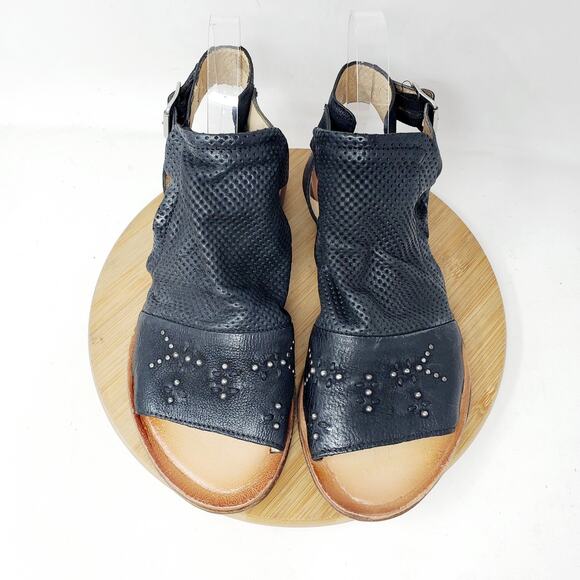 Miz Mooz Sandals Womens 37 Fifi Black Leather Boho Bootie Ankle Strap Shoes - Picture 4 of 11